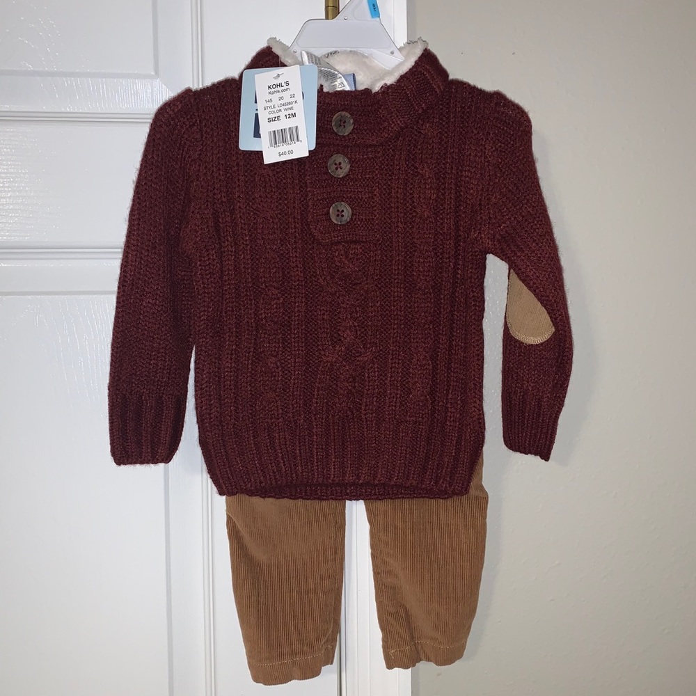 Little Lad Wine / Red Pullover Set.